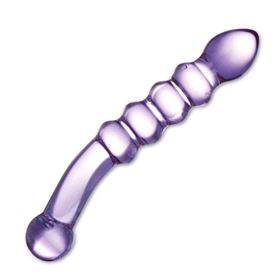 Gläs Purple Rain Ribbed Glas Dildo