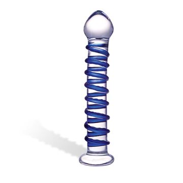 Gläs Blue Spiral Glas Dildo